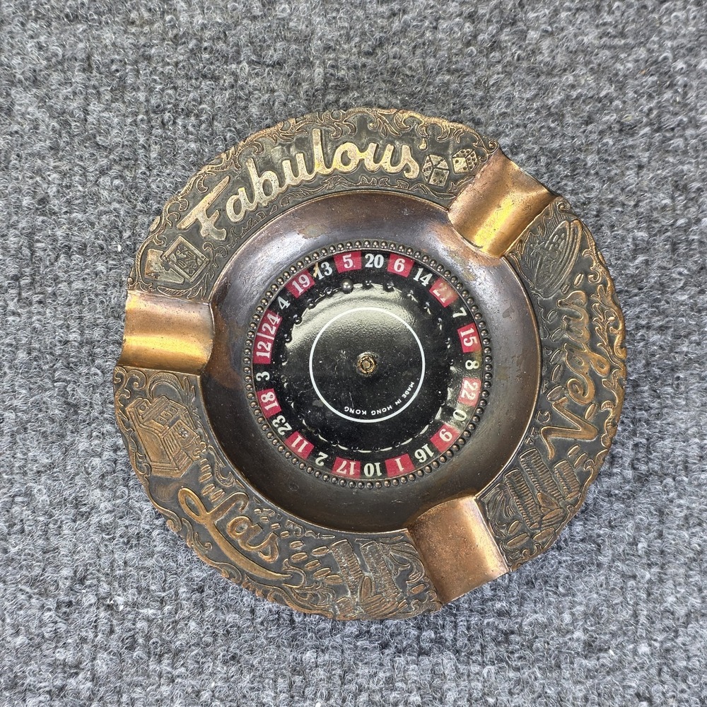Vintage Fabulous Las Vegas Spinning Roulette Wheel Ashtray Works Made In Japan
